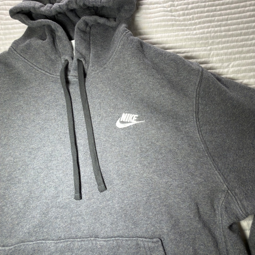 Nike Hoodie Men Small Grey Excellent Sportswear Club Fleece Pullover Logo